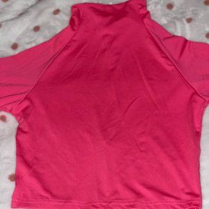 neon pink body-con crop top